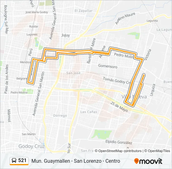 521 Bus Line Map