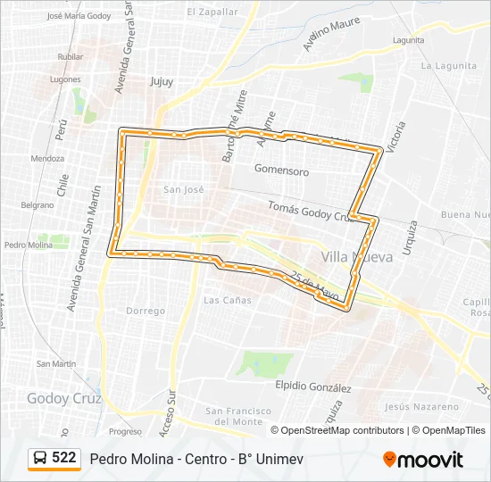 522 Bus Line Map