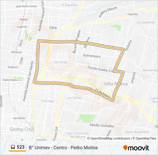 523 Bus Line Map