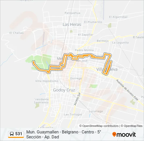 531 Bus Line Map