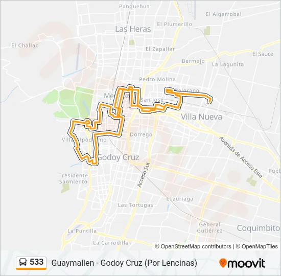 533 Bus Line Map
