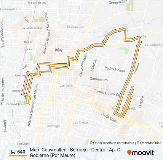 Mapa de 540 de autobús