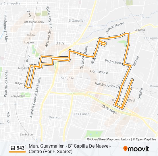 Mapa de 543 de autobús