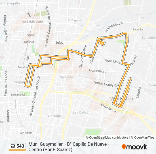543 Bus Line Map