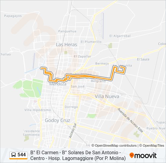 Mapa de 544 de autobús