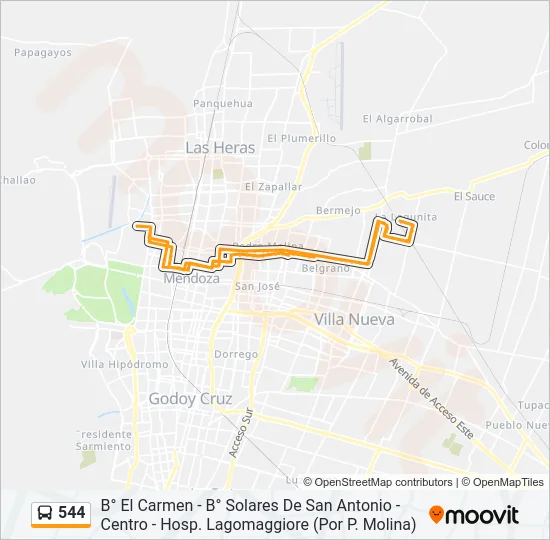 544 Bus Line Map
