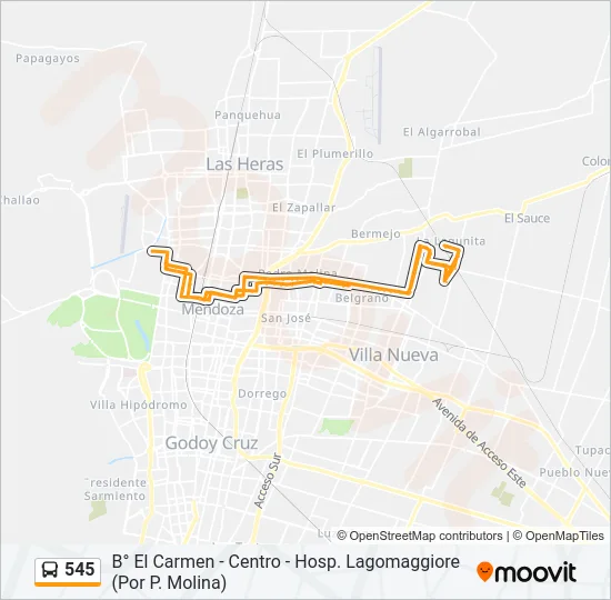 545 Bus Line Map