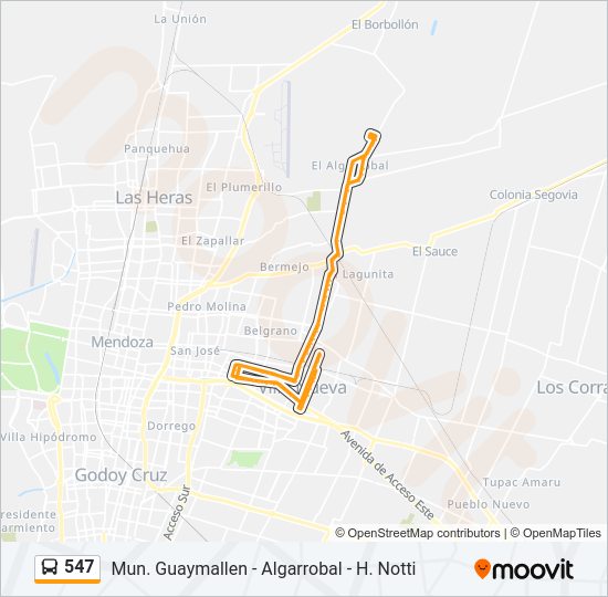 Mapa de 547 de autobús