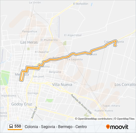 Mapa de 550 de autobús