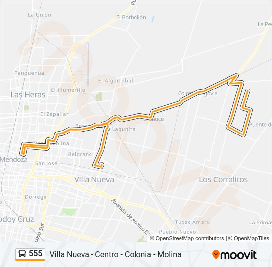 Mapa de 555 de autobús