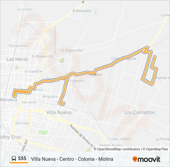 555 Bus Line Map