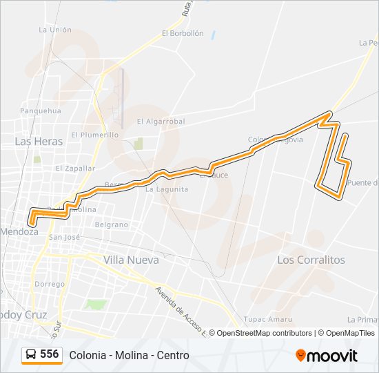 Mapa de 556 de autobús