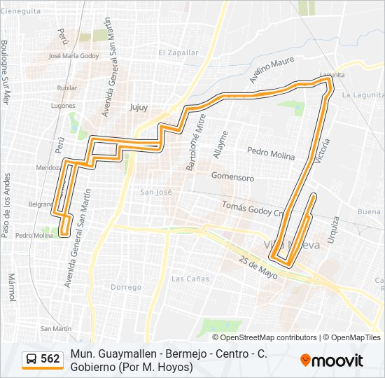 Mapa de 562 de autobús