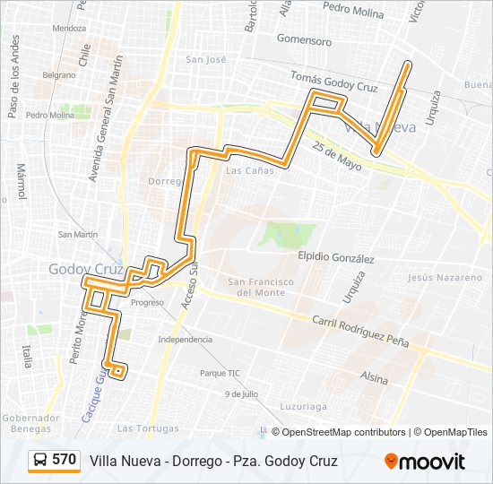 Mapa de 570 de autobús