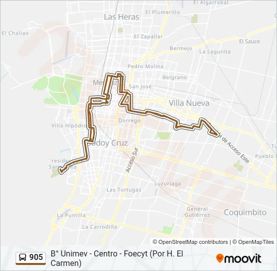 905 Bus Line Map
