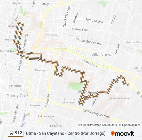 912 Bus Line Map