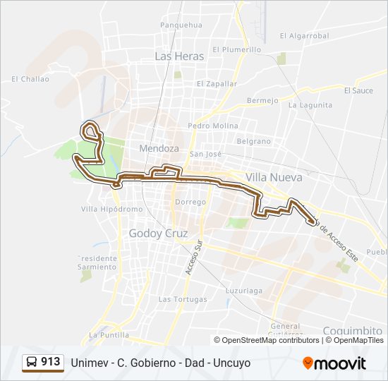 Mapa de 913 de autobús