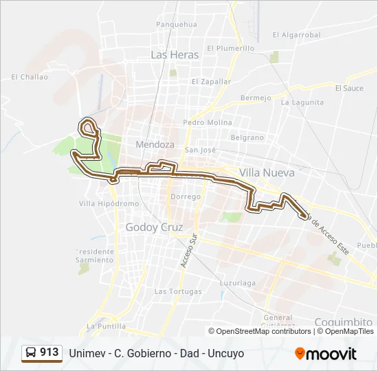 913 Bus Line Map