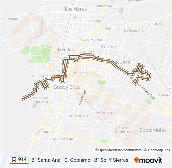 Mapa de 914 de autobús