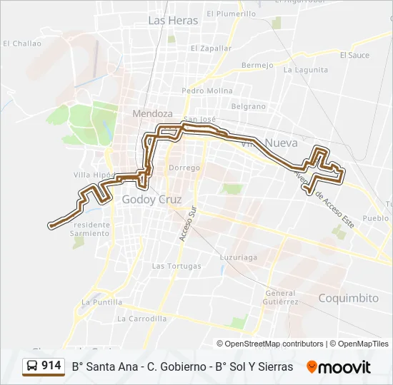 914 Bus Line Map