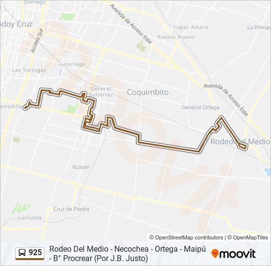 Mapa de 925 de autobús