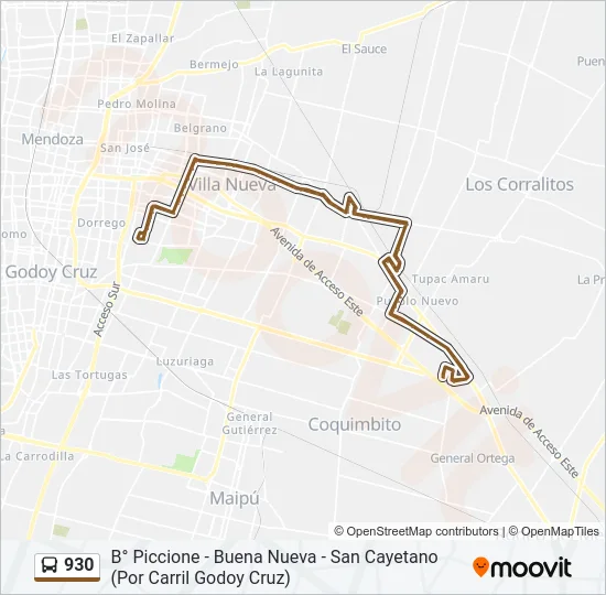 930 Bus Line Map