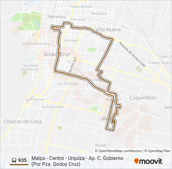 935 Bus Line Map