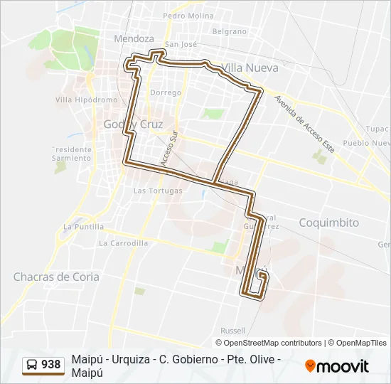 938 Bus Line Map