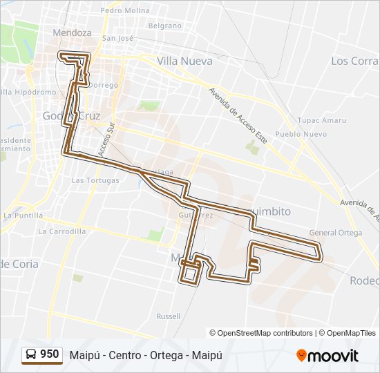 Mapa de 950 de autobús