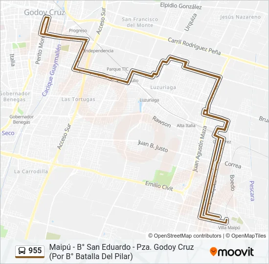 955 Bus Line Map