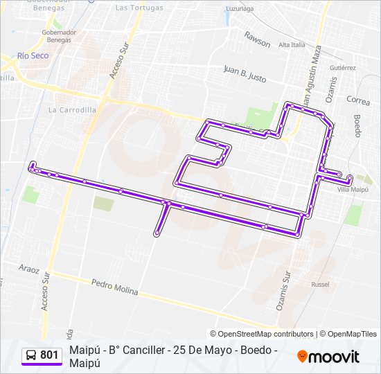 801 bus Line Map