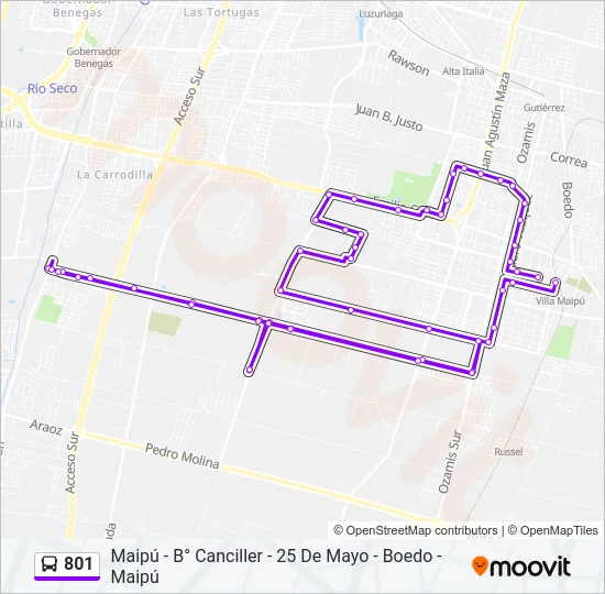 801 Bus Line Map
