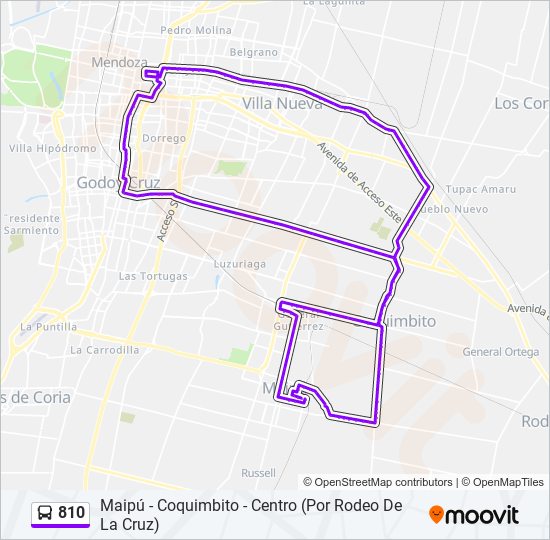 Mapa de 810 de autobús