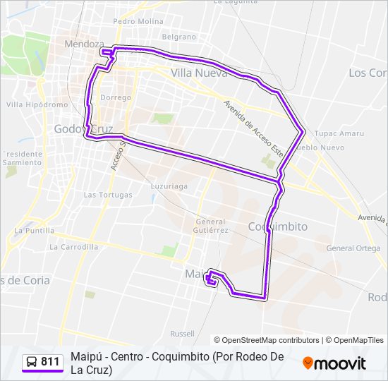 811 bus Line Map