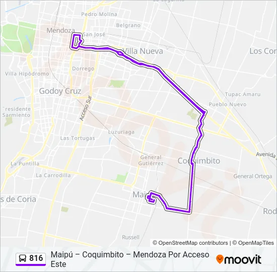 816 Bus Line Map