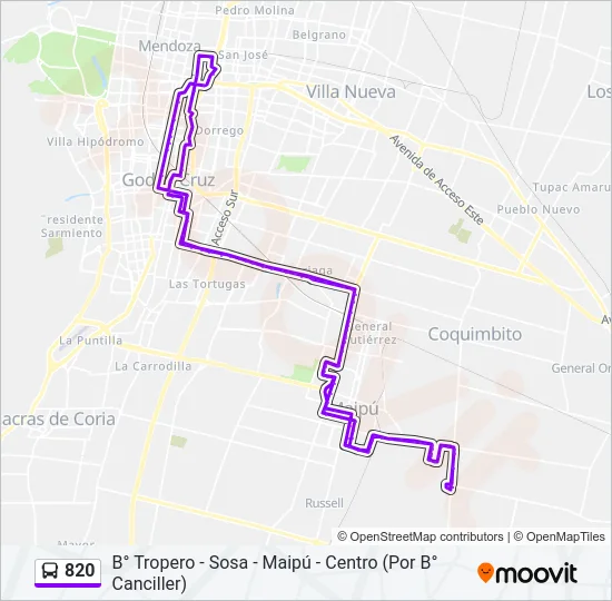 820 Bus Line Map