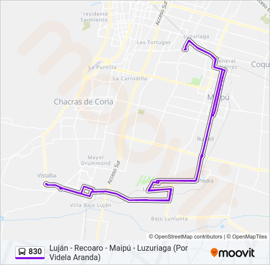 Mapa de 830 de autobús