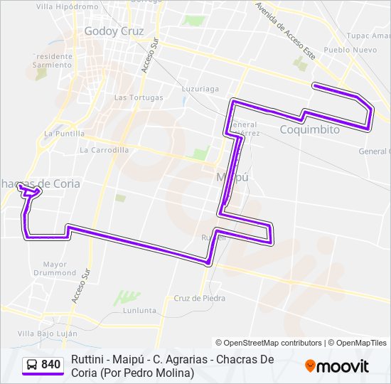 840 bus Line Map