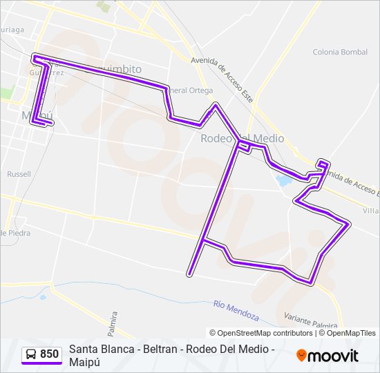 Mapa de 850 de autobús