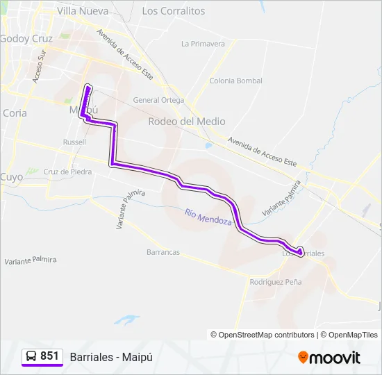851 Bus Line Map