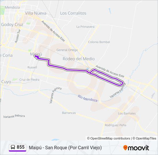 Mapa de 855 de autobús