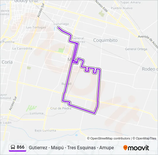 866 Bus Line Map