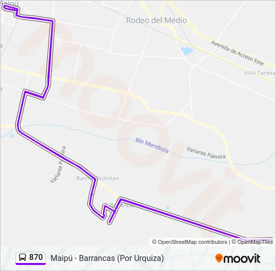 870 Bus Line Map