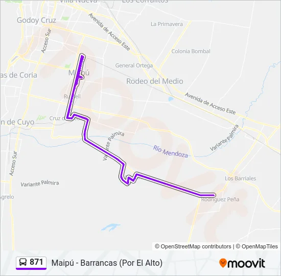 871 Bus Line Map