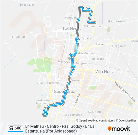 600 Bus Line Map