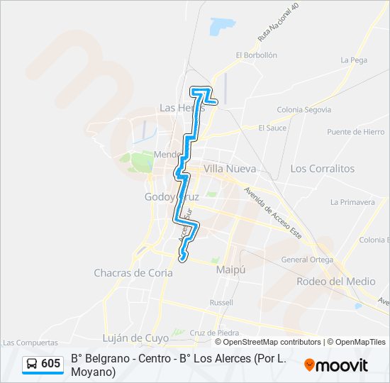 Mapa de 605 de autobús