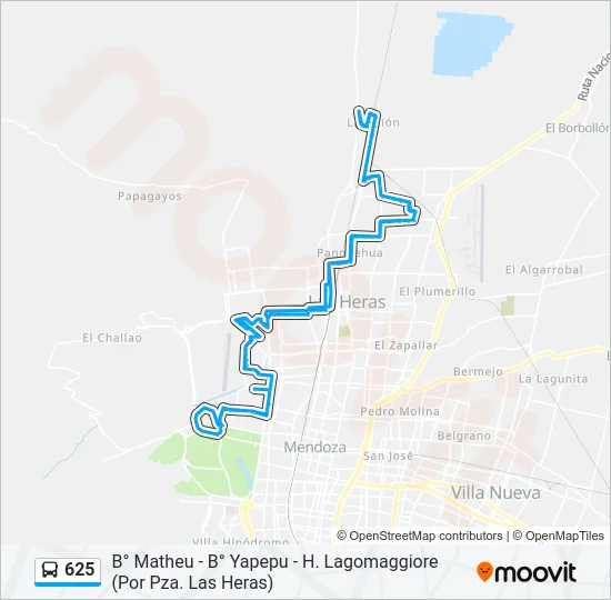 Mapa de 625 de autobús