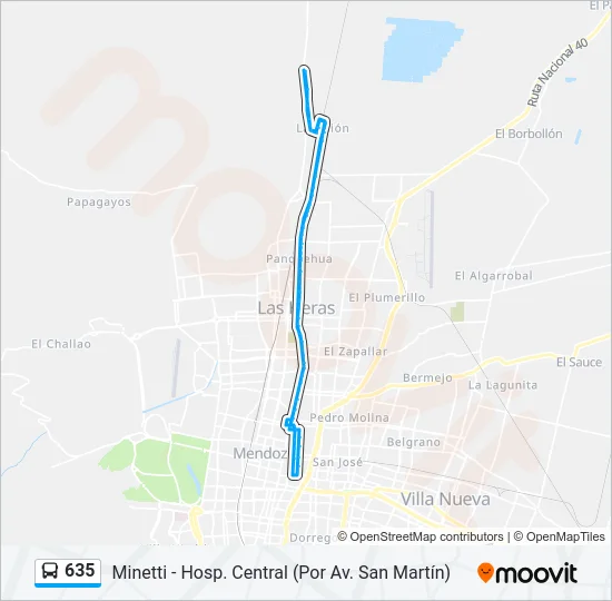 635 Bus Line Map