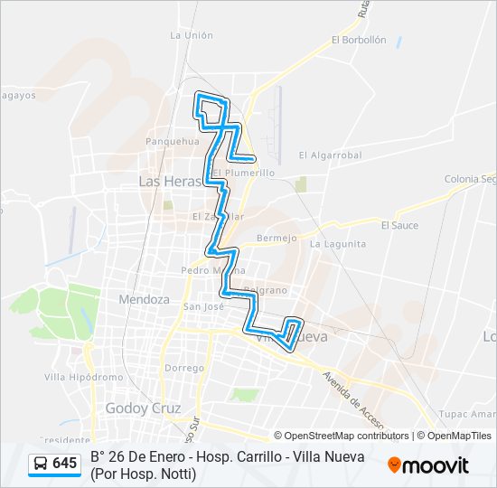 645 bus Line Map