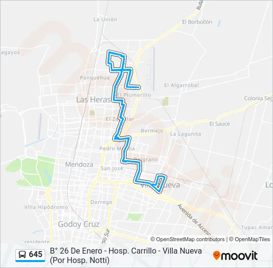 645 Bus Line Map